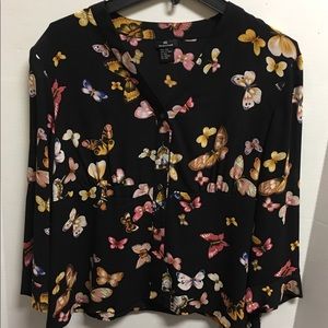 DonCaster silk blouse butterfly print